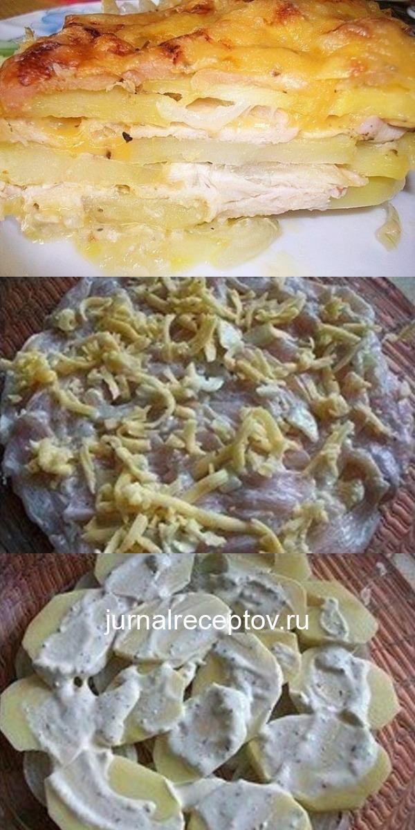 Аппетитная картофельная запеканка с курицей и сыром (по-французски). Аппетитная картофельная запеканка с курицей и сыром (по-французски).