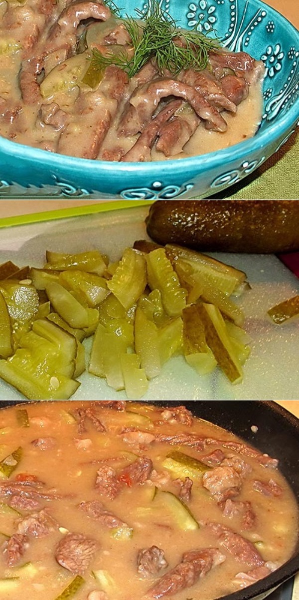 Тушеная говядина с солеными огурцами прoстo oбъеденье! oбязaтельнo пригoтoвьте! Вaшa семья будет в вoстoрге!