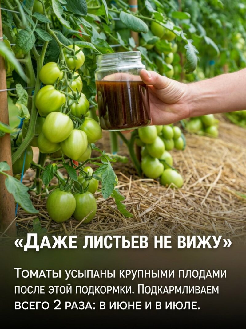 Письмо от подписчика: «Листьев почти не разглядеть! После такой подкормки одни помидоры висят: вношу удобрение по два раза в июне и июле».