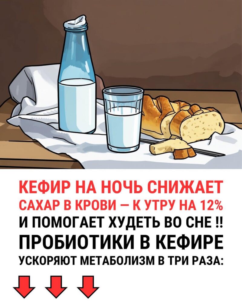 Кефир на ночь снижает сахар в крови...